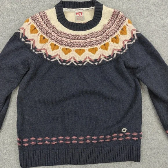Kari Traa Sweater Womens Medium Blue Fair Isle Wool Blend Ski Knit Pullover - Picture 2 of 9